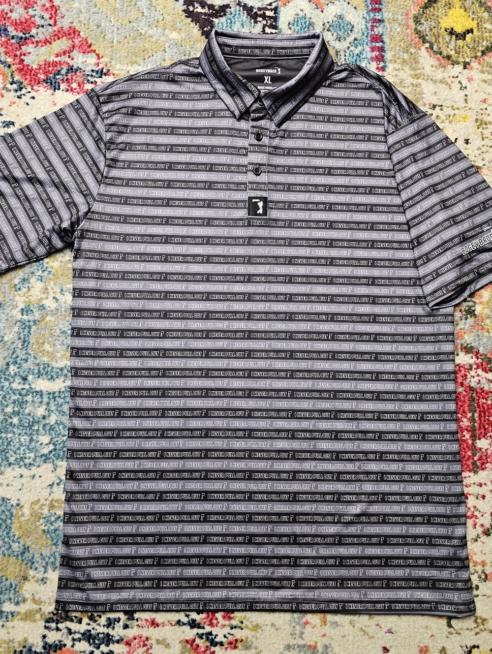 Bogey Bros Golf Polo Mens XL Performance AOP I Never Pull Out Striped Shirt